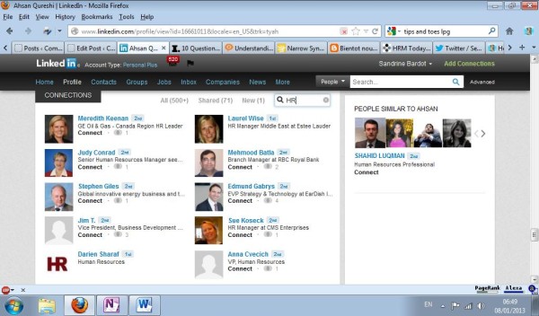 Keyword search in your LinkedIn contacts connections