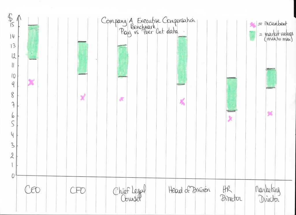 How the executives' salaries were looking vs the peer cut