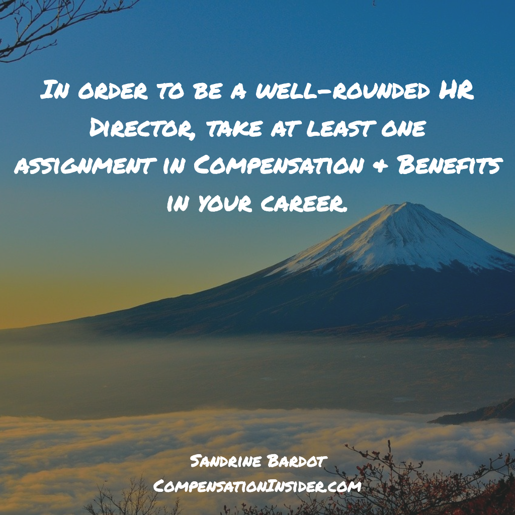 In order to be a well-rounded HR director, take at least one assignment in C&B in your career