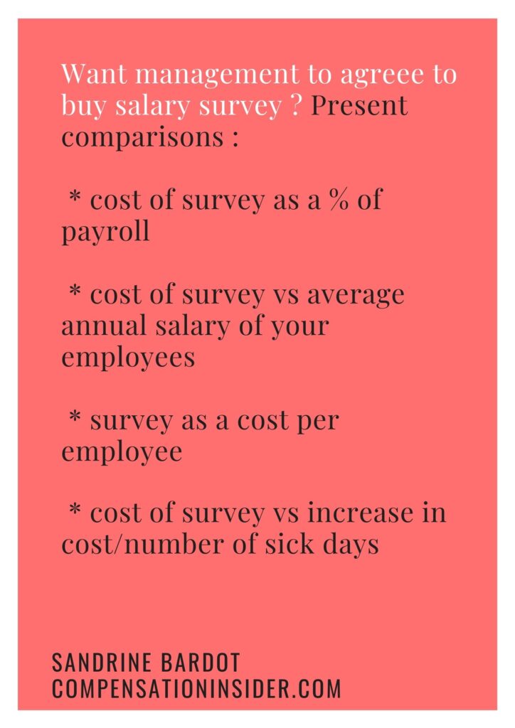 Different ways to put the cost of participating to a salary survey into perspective