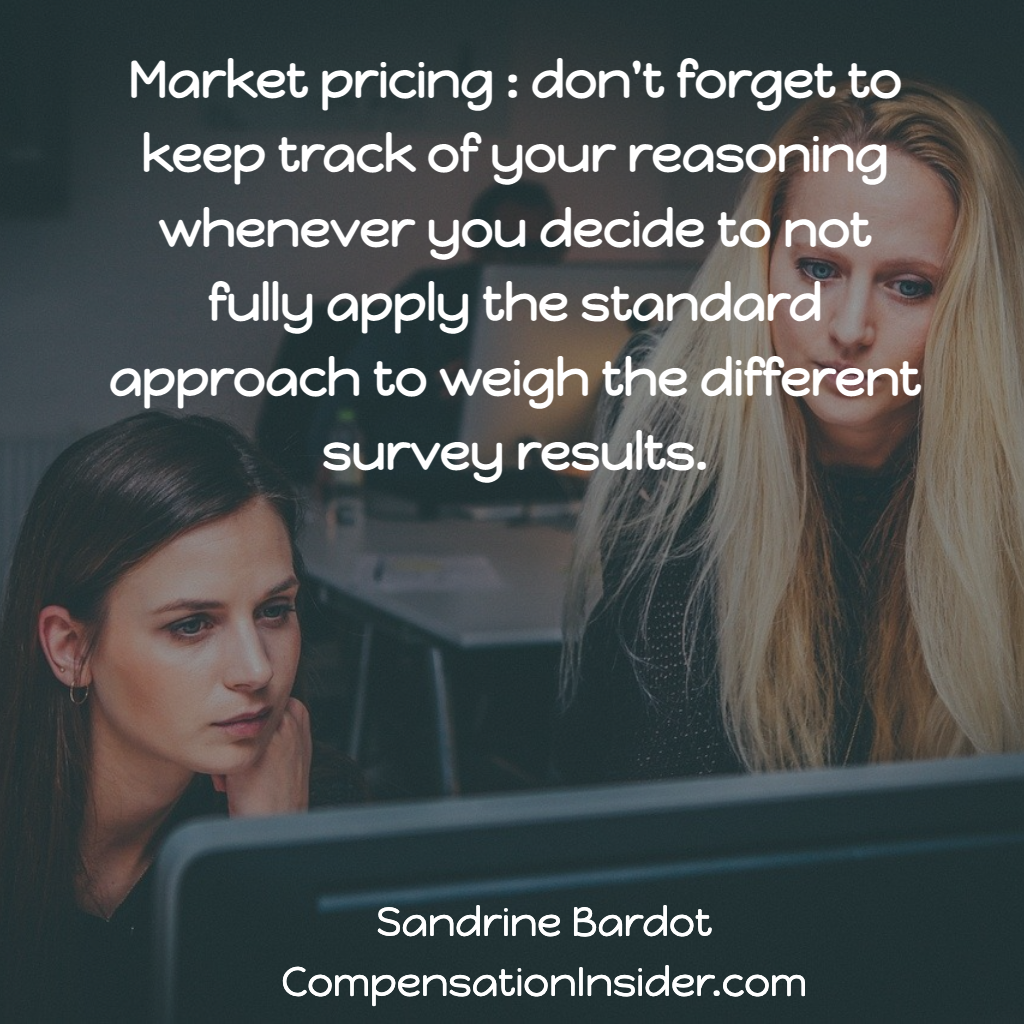 Keep track of your reasoning when you change the standard weigh of surveys for a specific role